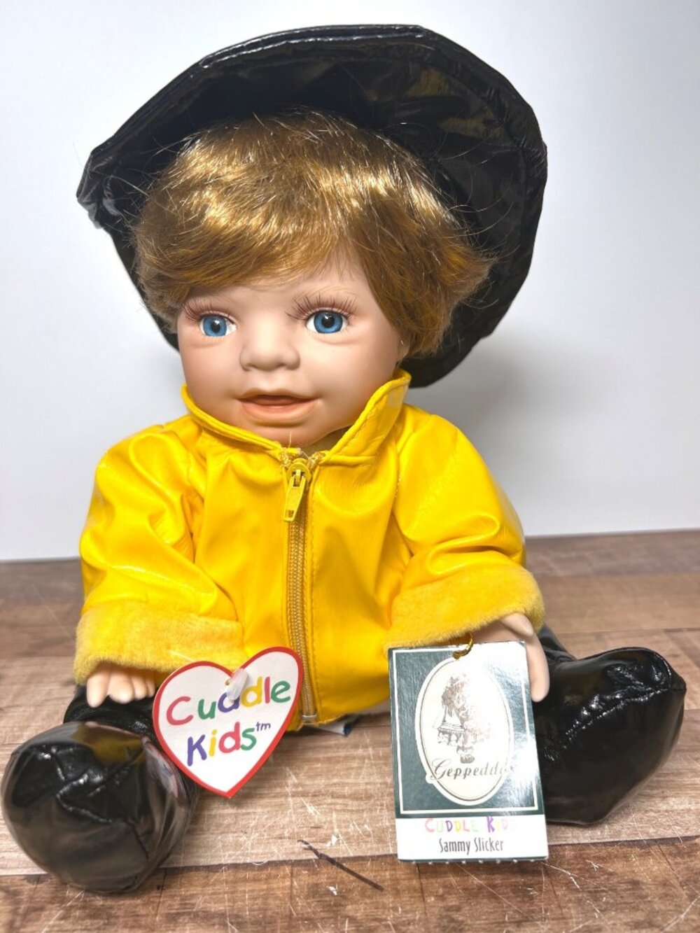 Cuddle Kids Geppeddo Sammy Slicker Doll In Yellow Raincoat - 2001 Collectible